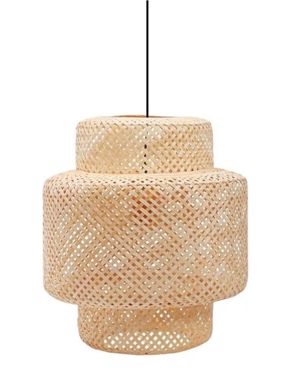 Natural Woven Rattan Pendant Light - Beige